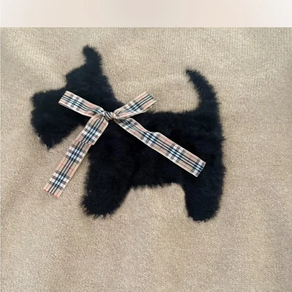 Women's Tan Sweater with Black Dog Design - Picture 3 of 4